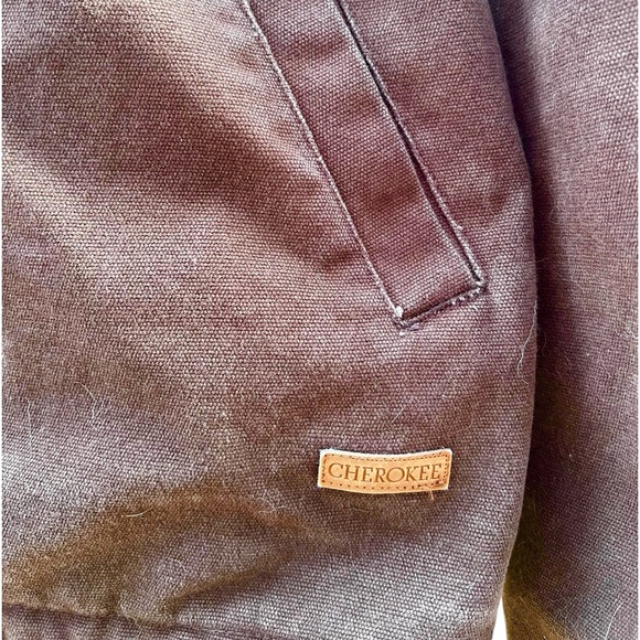 CHEROKEE Men's Duck Canvas Zip Up Hoodie Jacket with Sherpa Lining. - Picture 4 of 4